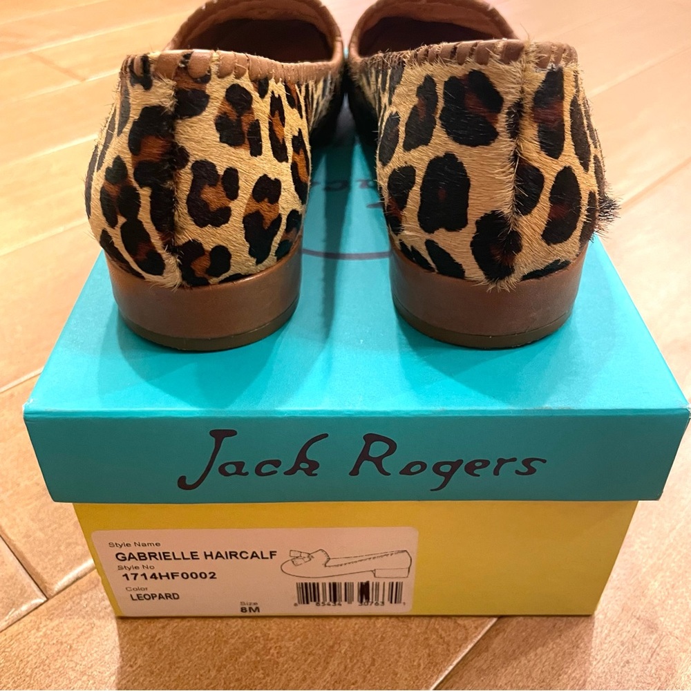 JACK ROGERS GABRIELLE HAIRCALF LEOPARD PRINT WOMENS FLATS with TASSELS SIZE 8 - Picture 3 of 13